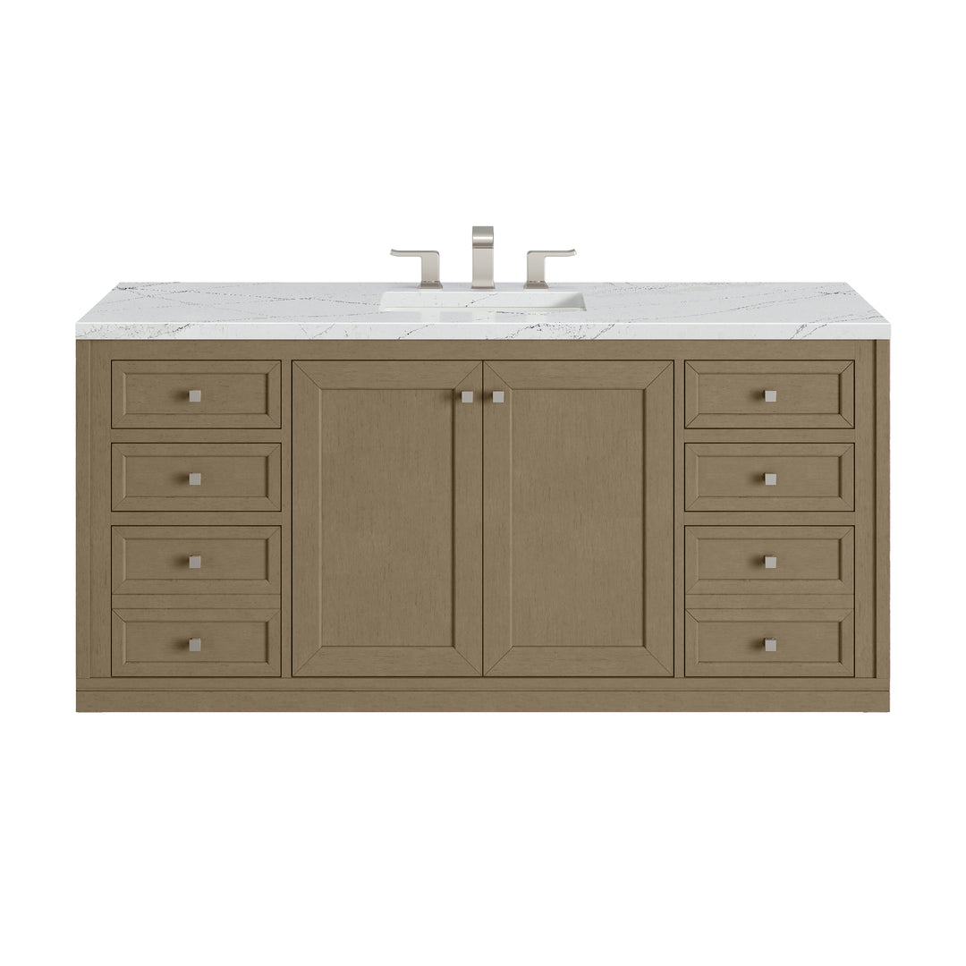 Chicago 60" Single Vanity, Walnut Whisper, w/ 3 CM Ethereal Noctis Silestone® Top