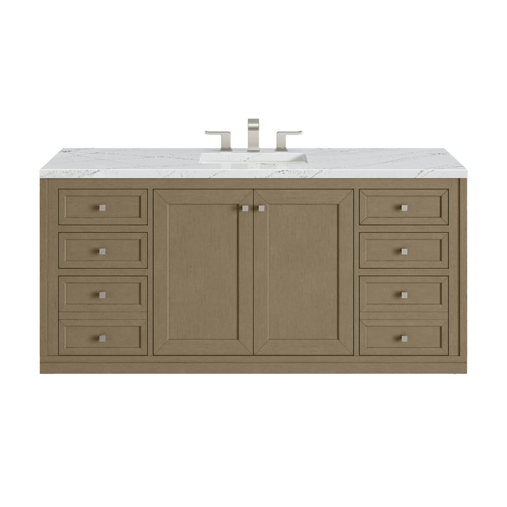 Chicago 60" Single Vanity, Walnut Whisper, w/ 3 CM Ethereal Noctis Silestone® Top