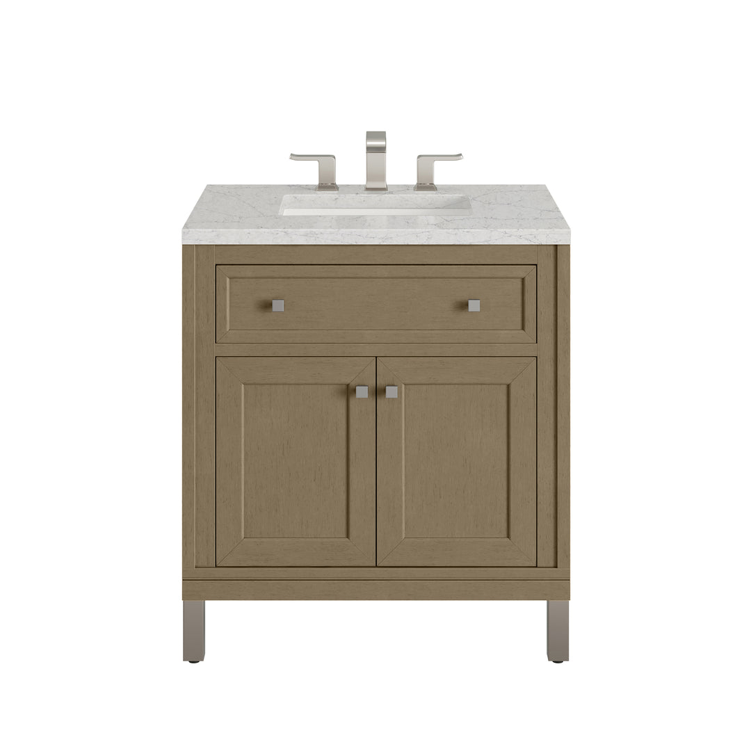 Chicago 30" Single Vanity, Walnut Whisper, w/ 3 CM Eternal Jasmine Pearl Silestone® Top