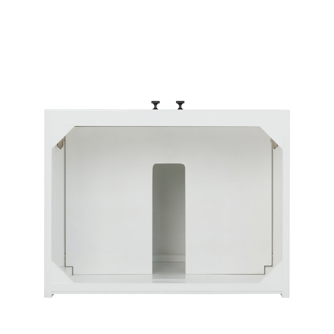 Chianti 24" Single Vanity, Glossy White, Matte Black, w/ White Glossy Composite Stone Top