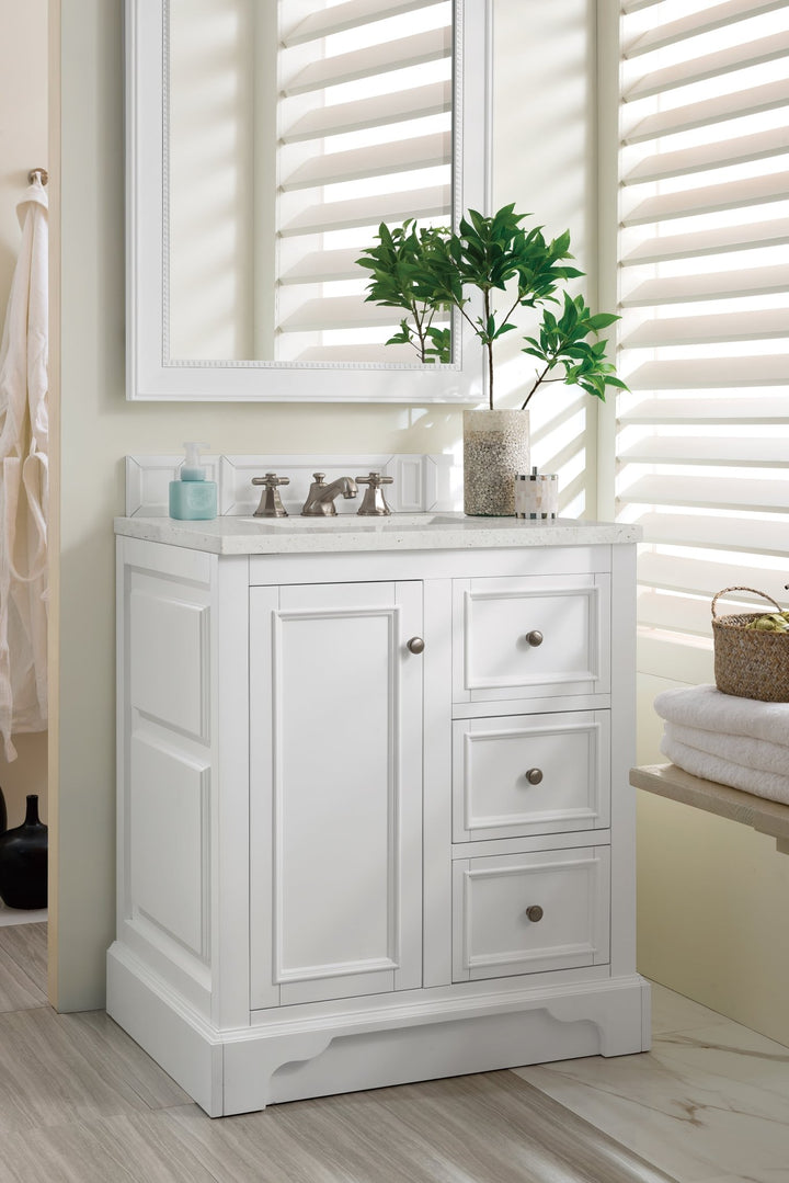 De Soto 30" Single Vanity, Bright White w/ 3 CM Lime Delight Silestone Top