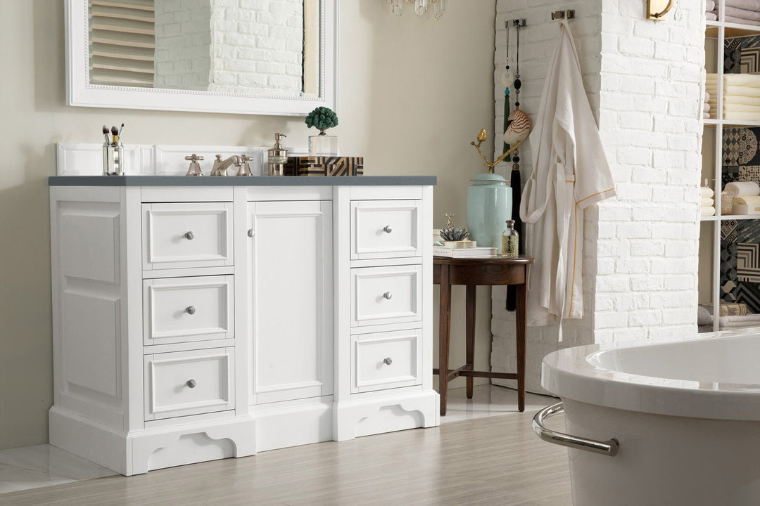 De Soto 48" Single Vanity, Bright White w/ 3 CM Cala Blue Silestone Top
