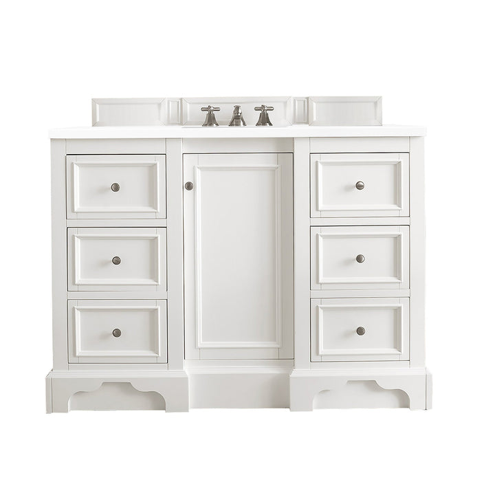De Soto 48" Single Vanity, Bright White w/ 3 CM White Zeus Silestone Top