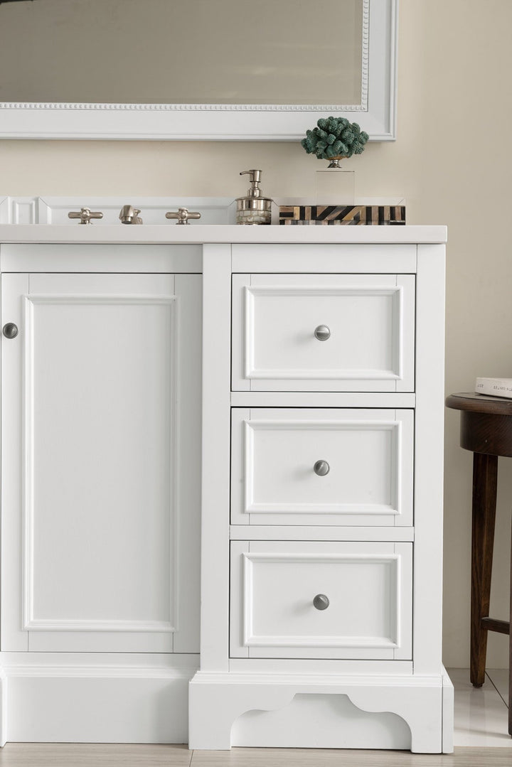 De Soto 48" Single Vanity, Bright White w/ 3 CM White Zeus Silestone Top