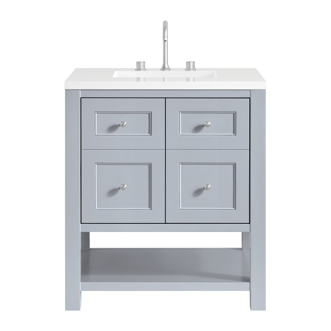 Breckenridge 30" Single Vanity, Serenity Blue, w/ 3 CM White Zeus Quartz Top