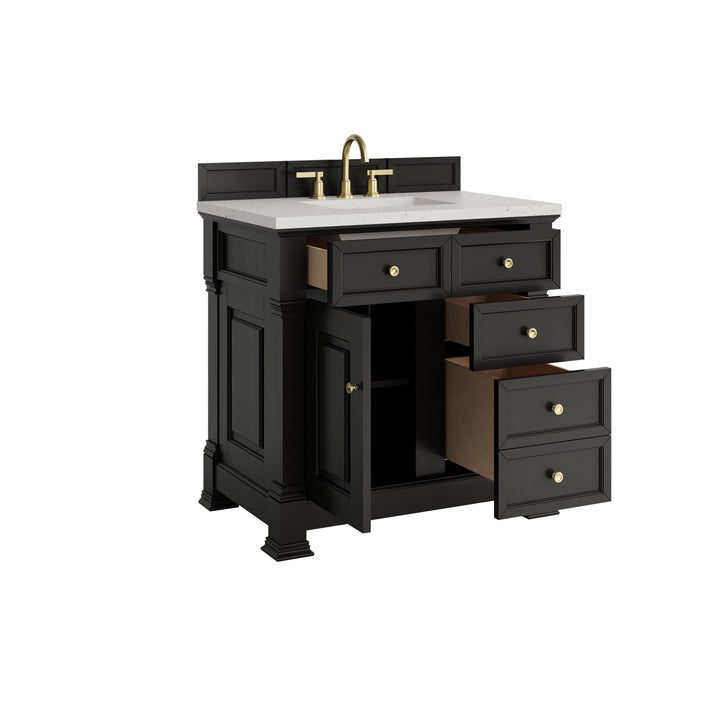 Brookfield 36" Single Vanity, Black Onyx w/ 3 CM Lime Delight Silestone® Top