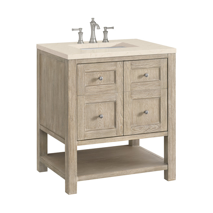 Breckenridge 30" Single Vanity, Whitewashed Oak w/ 3 CM Eternal Marfil Silestone Top