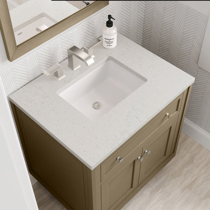 Chicago 30" Single Vanity, Walnut Whisper, w/ 3 CM Lime Delight Silestone® Top