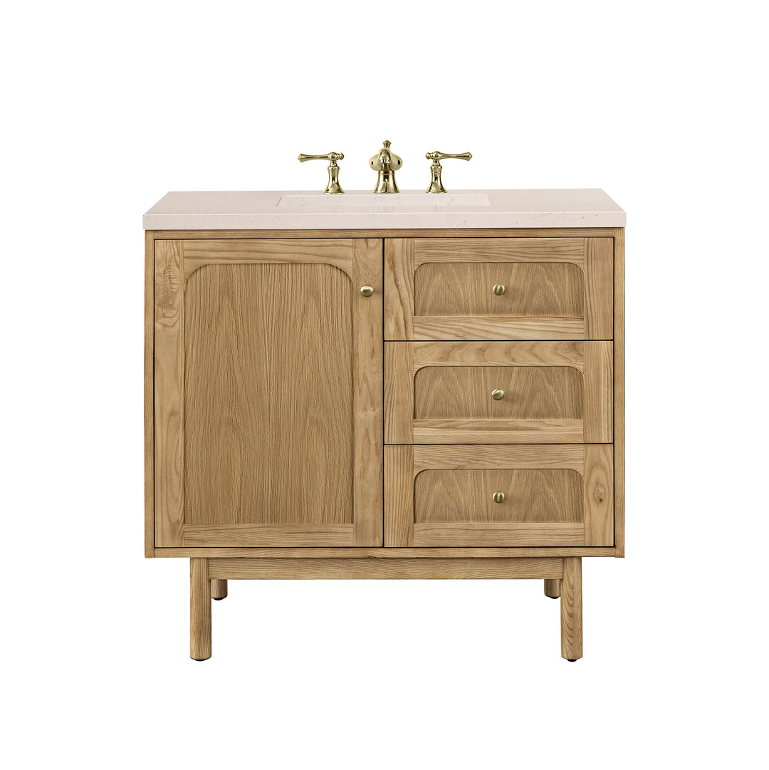 Laurent 36" Single Vanity, Light Natural Oak w/ 3 CM Eternal Marfil Top