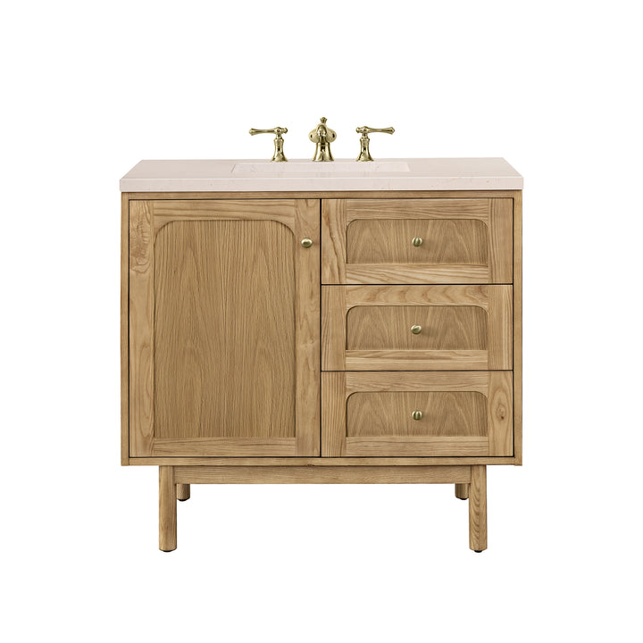 Laurent 36" Single Vanity, Light Natural Oak w/ 3 CM Eternal Marfil Top