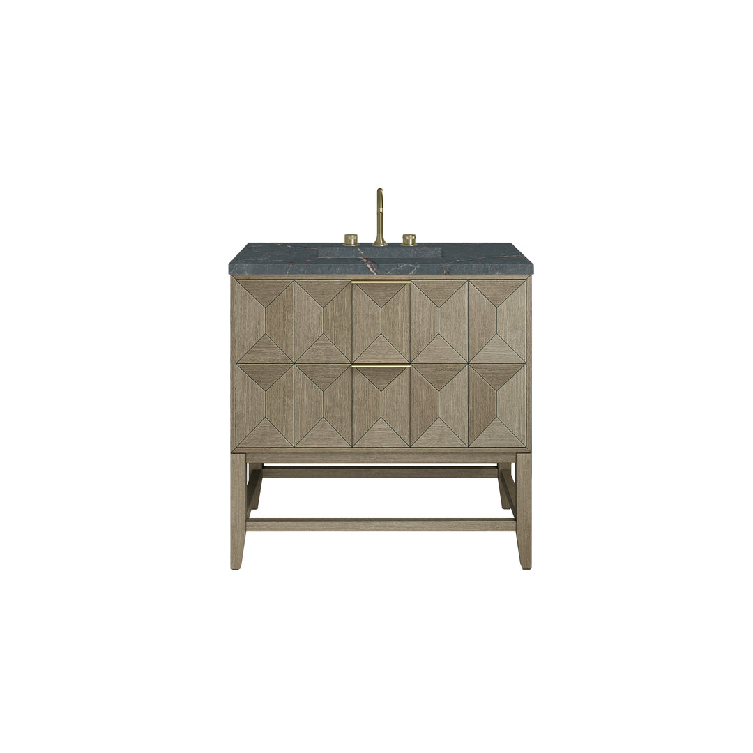 Emmeline 36" Single Vanity, Pebble Oak w/ 3 CM Parisien Bleu Top