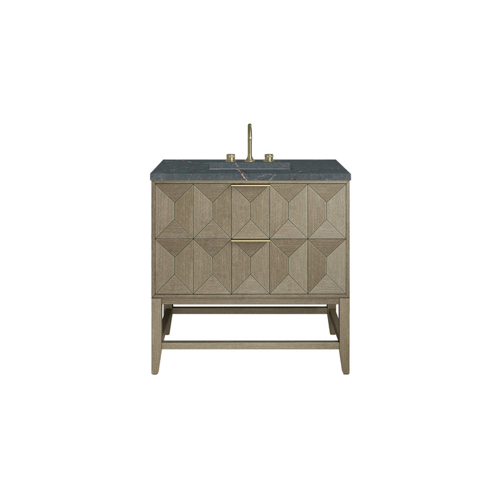 Emmeline 36" Single Vanity, Pebble Oak w/ 3 CM Parisien Bleu Top