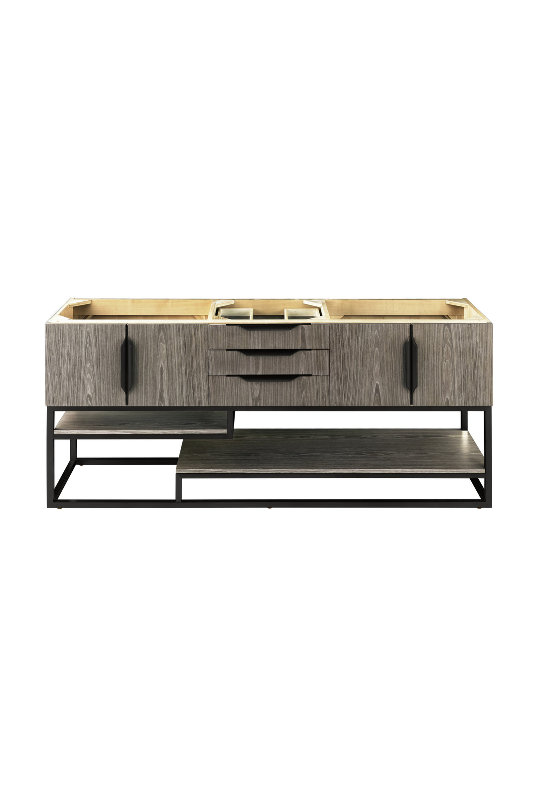 Columbia 72" Double Vanity Cabinet, Ash Gray, Matte Black