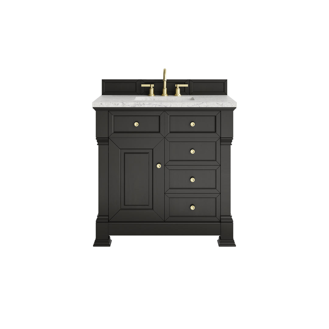 Brookfield 36" Single Vanity, Black Onyx w/ 3 CM Eternal Jasmine Pearl Silestone® Top