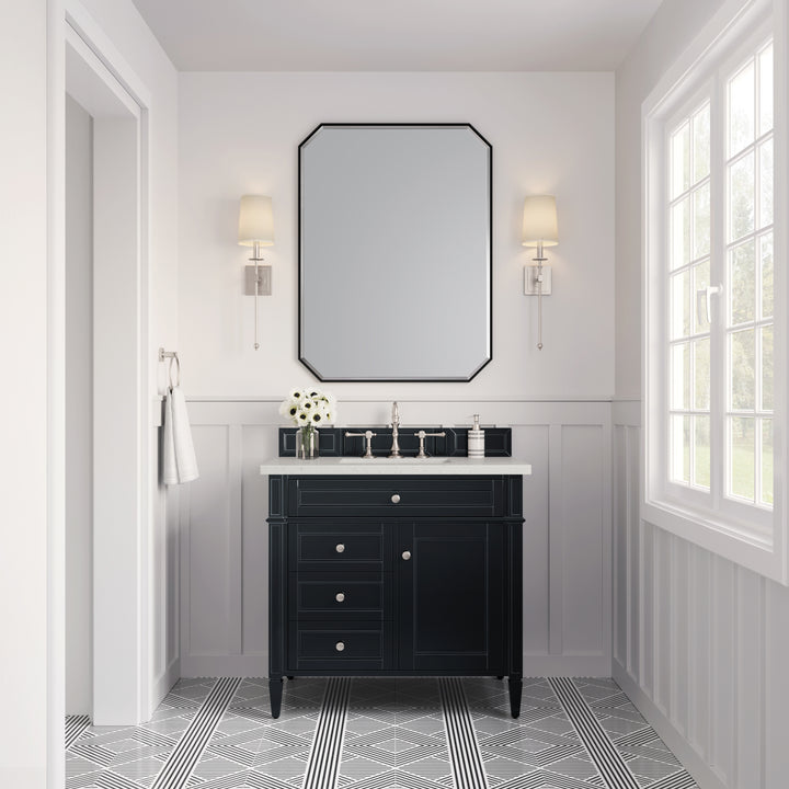 Brittany 36" Single Vanity, Black Onyx w/ 3 CM Lime Delight Silestone Top
