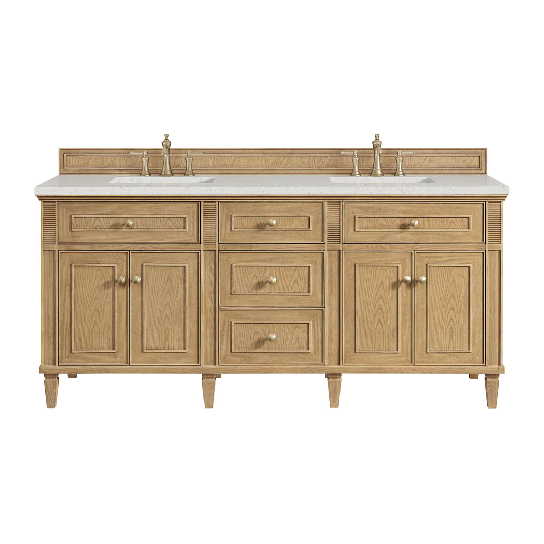 Lorelai 72" Double Vanity, Light Natural Oak w/ 3 CM Lime Delight Silestone Top