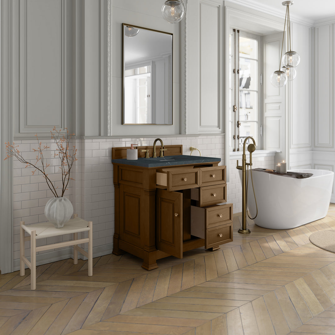 Brookfield 36" Single Vanity, Honey Oak w/ 3 CM Charcoal Soapstone Silestone® Top