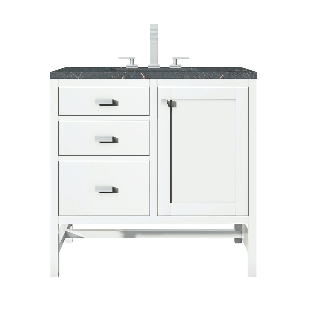 Addison 36" Single Vanity, Glossy White w/ 3 CM Parisien Bleu Silestone Top