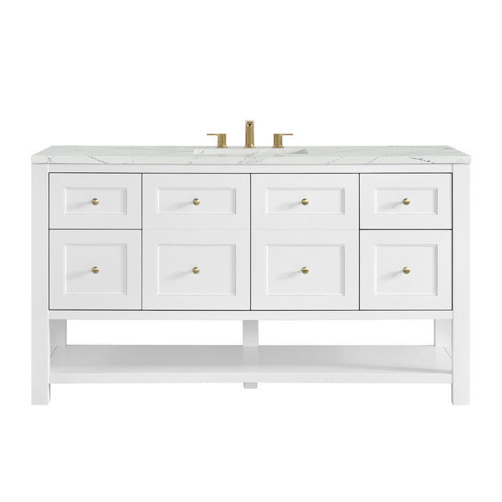Breckenridge 60" Single Vanity, Bright White, w/ 3 CM Ethereal Noctis Quartz Top