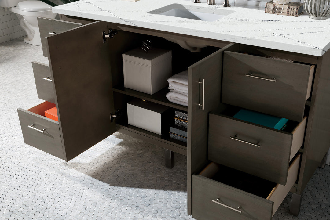 Metropolitan 60" Single Vanity, Silver Oak w/ 3 CM Ethereal Noctis Silestone Top