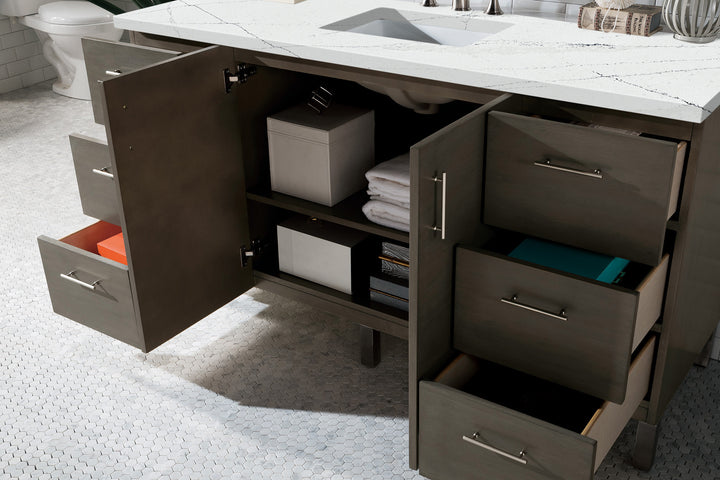 Metropolitan 60" Single Vanity, Silver Oak w/ 3 CM Ethereal Noctis Silestone Top