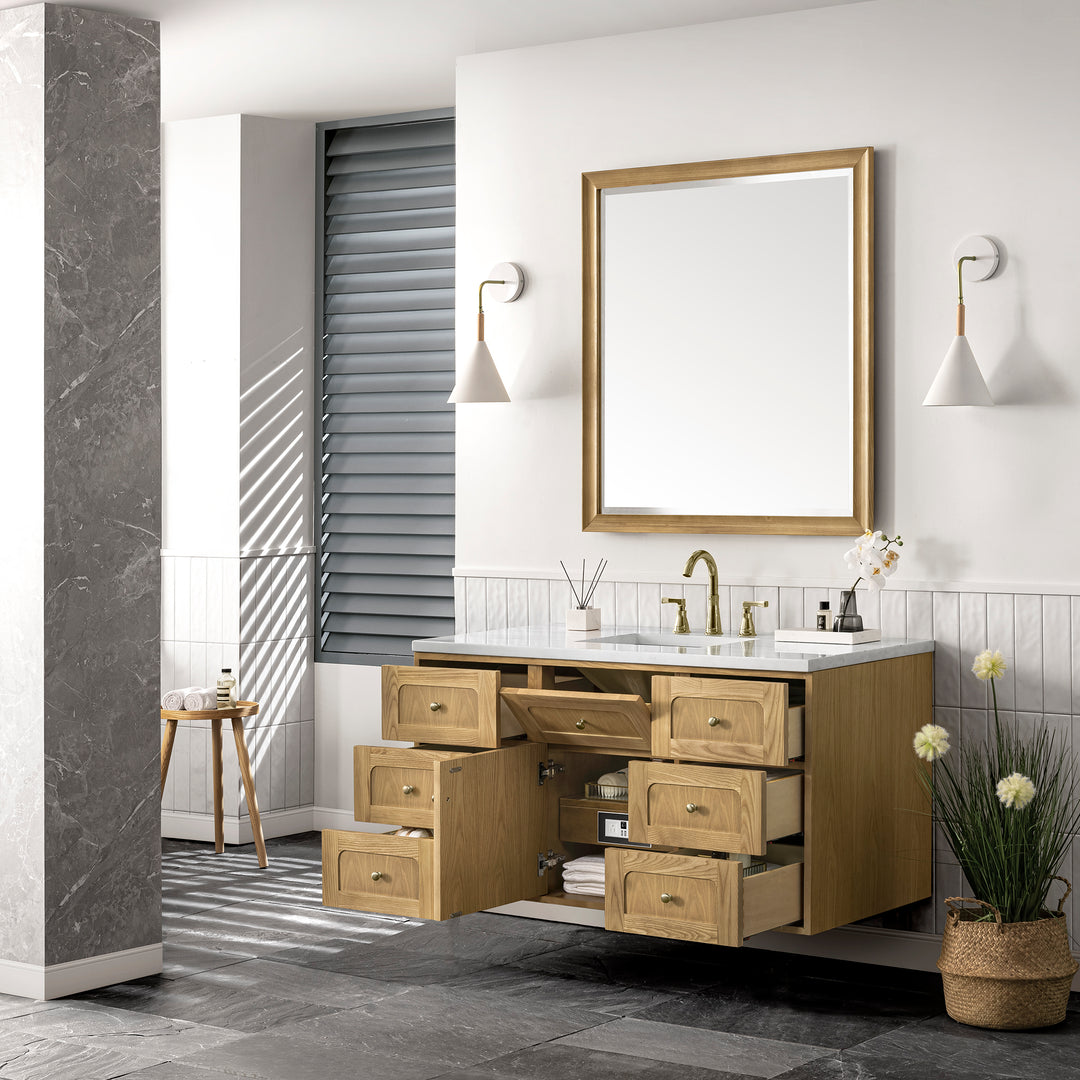 Laurent 48" Single Vanity, Light Natural Oak w/ 3 CM Arctic Fall Top