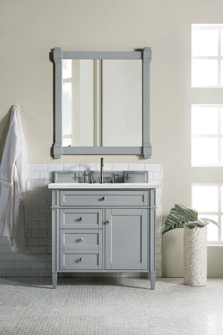 Brittany 36" Single Vanity, Urban Gray w/ 3 CM Ethereal Noctis Silestone Top