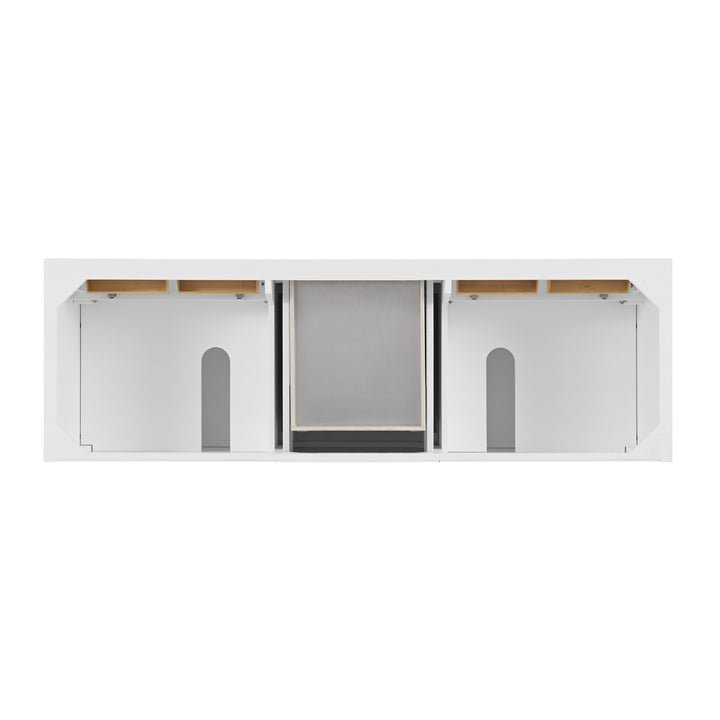 Lorelai 72" Double Vanity, Bright White w/ 3 CM Parisien Bleu Silestone Top w/FreePower Wireless Charger