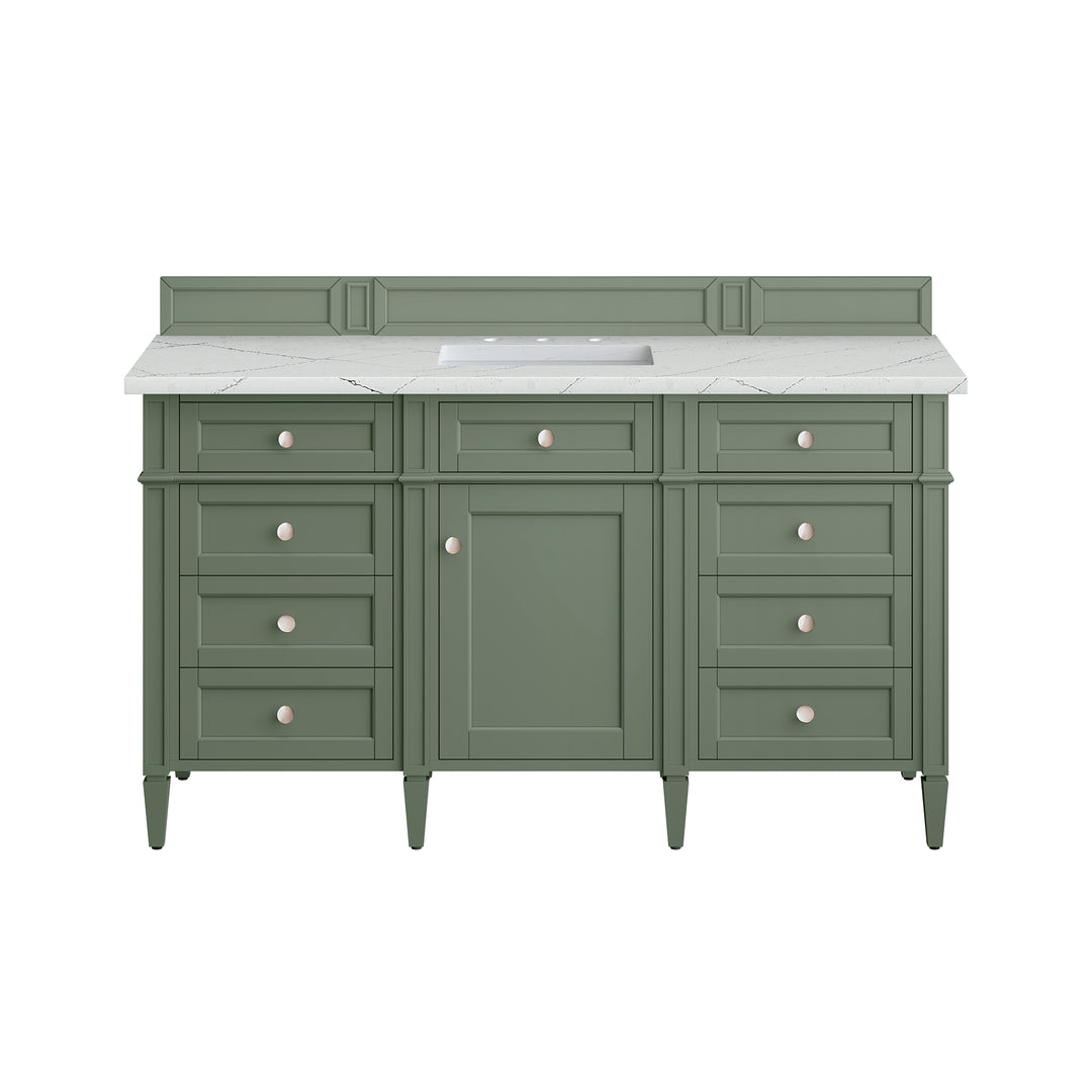 Brittany 60" Single Vanity, Smokey Celadon w/ 3 CM Ethereal Noctis Top w/FreePower Wireless Charger