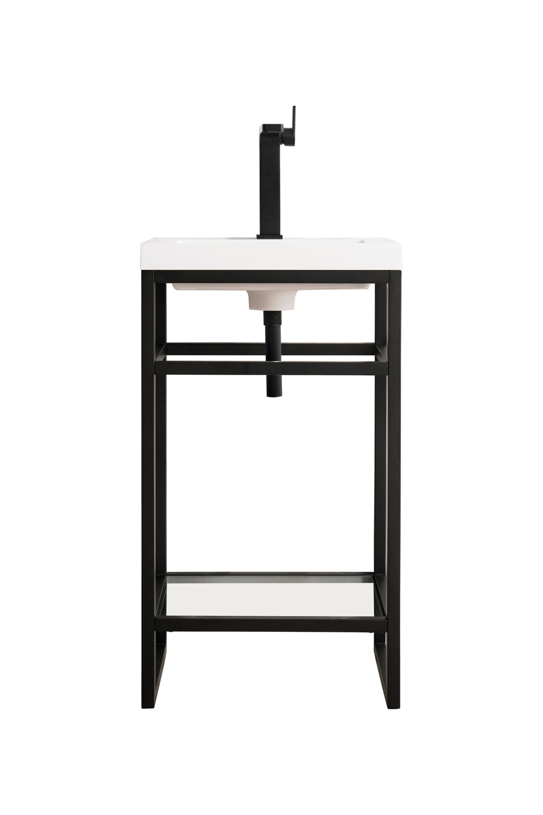 Boston 20" Single Console Vanity, Matte Black w/ White Glossy Composite Stone Top