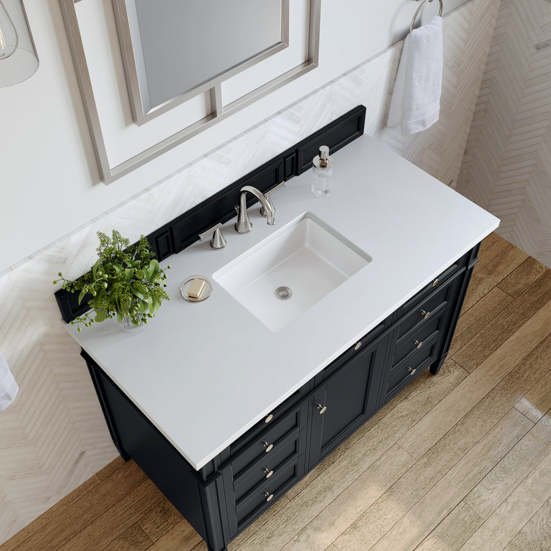 Brittany 48" Single Vanity, Black Onyx w/ 3 CM White Zeus Silestone Top