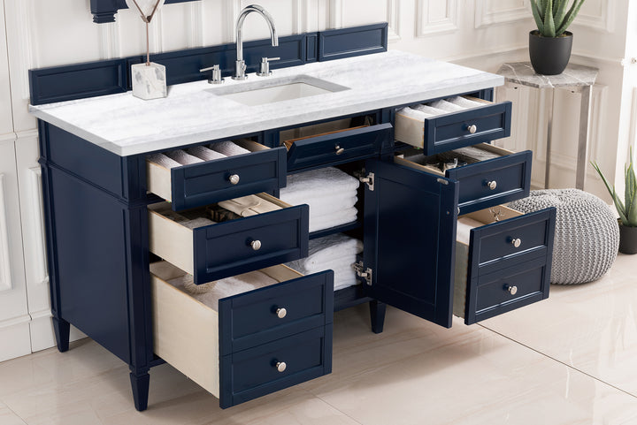 Brittany 60" Single Vanity, Victory Blue w/ 3 CM Arctic Fall Solid Surface Top