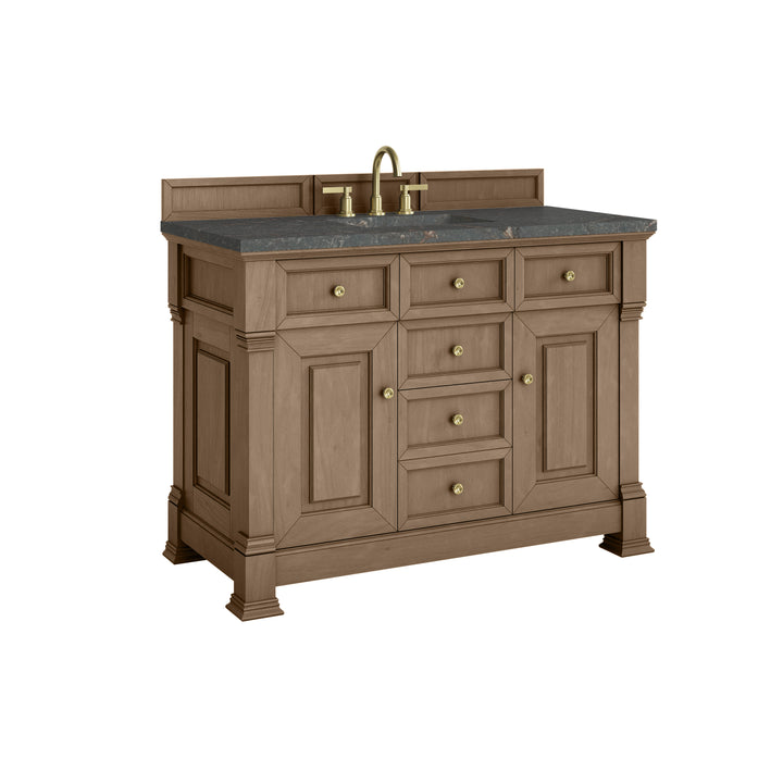 Brookfield 48" Single Vanity, Pecan w/ 3 CM Parisien Bleu Silestone® Top