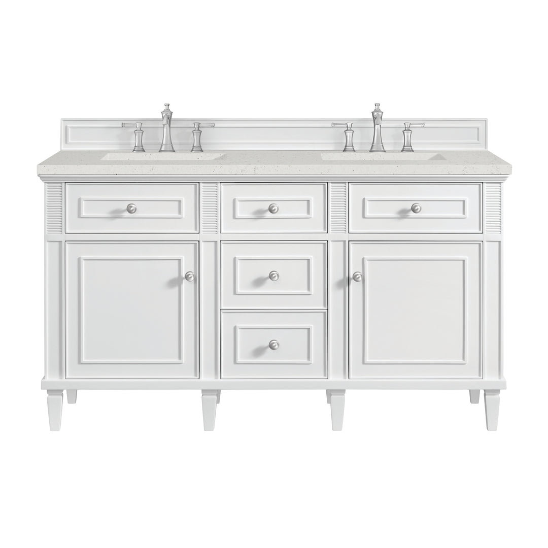 Lorelai 60" Double Vanity, Bright White w/ 3 CM Lime Delight Silestone Top