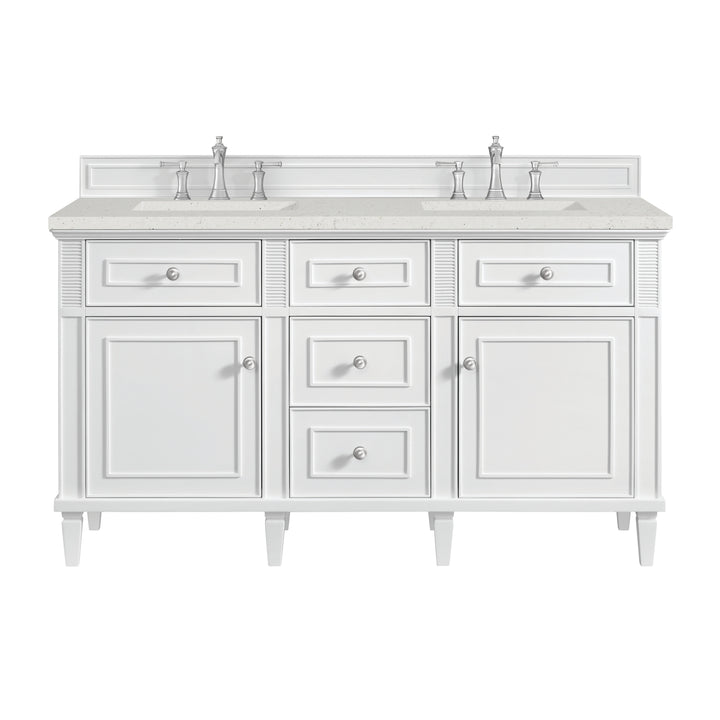 Lorelai 60" Double Vanity, Bright White w/ 3 CM Lime Delight Silestone Top