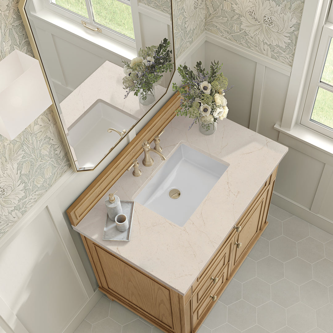 Lorelai 36" Single Vanity, Light Natural Oak w/ 3 CM Eternal Marfil Silestone Top