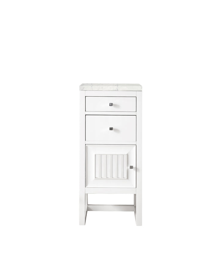 Athens 15" Base Cabinet w/ Drawers and Left Door, Glossy White w/ 3 CM Eternal Jasmine Pearl Silestone Top