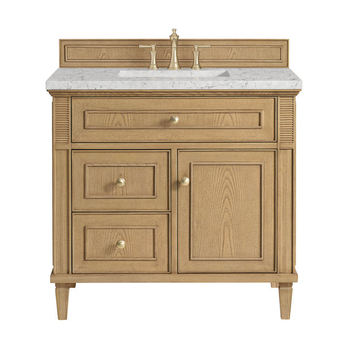 Lorelai 36" Single Vanity, Light Natural Oak w/ 3 CM Eternal Jasmine Pearl Silestone Top