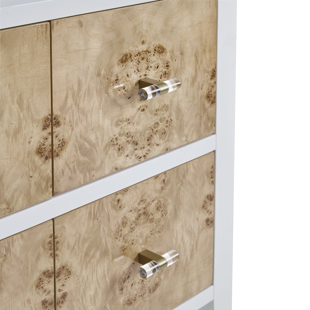 Olena 48" Single Vanity, Light Mappa Burl and Polished White w/ 3 CM White Zeus Silestone Top