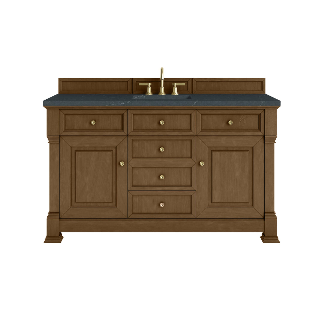 Brookfield 60" Single Vanity, Honey Oak w/3 CM Charcoal Soapstone Silestone® Top
