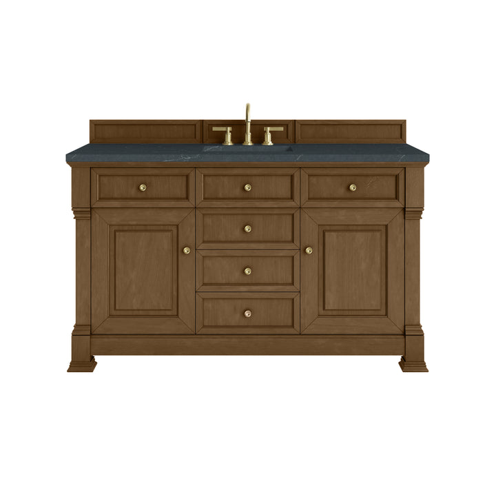 Brookfield 60" Single Vanity, Honey Oak w/3 CM Charcoal Soapstone Silestone® Top
