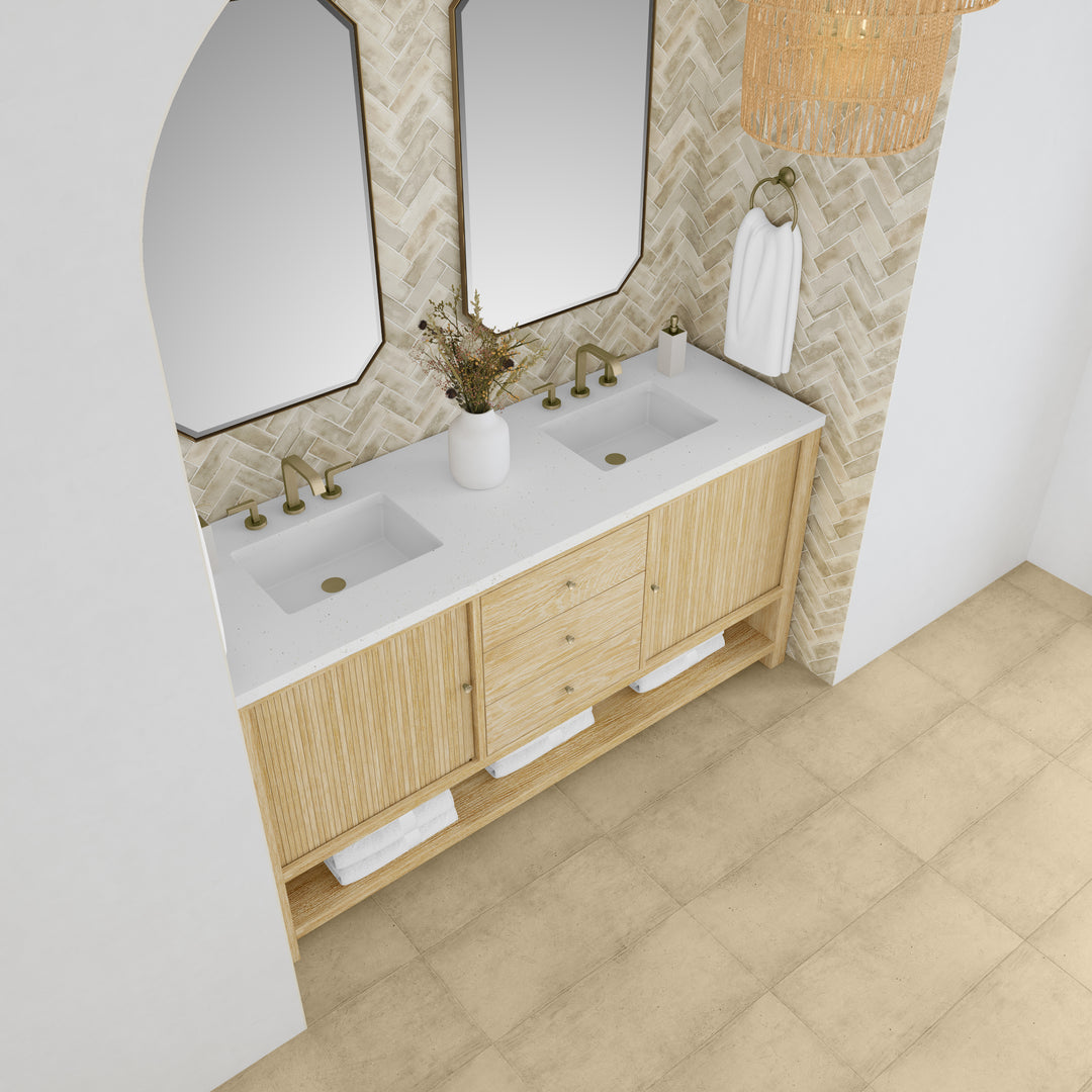 Marigot 72" Double Vanity, Sunwashed Oak w/ 3 CM Lime Delight Silestone Top