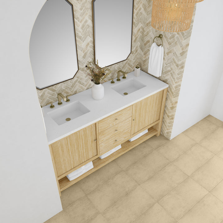 Marigot 72" Double Vanity, Sunwashed Oak w/ 3 CM Lime Delight Silestone Top