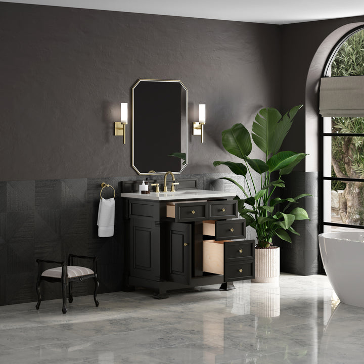 Brookfield 36" Single Vanity, Black Onyx w/ 3 CM Lime Delight Silestone® Top