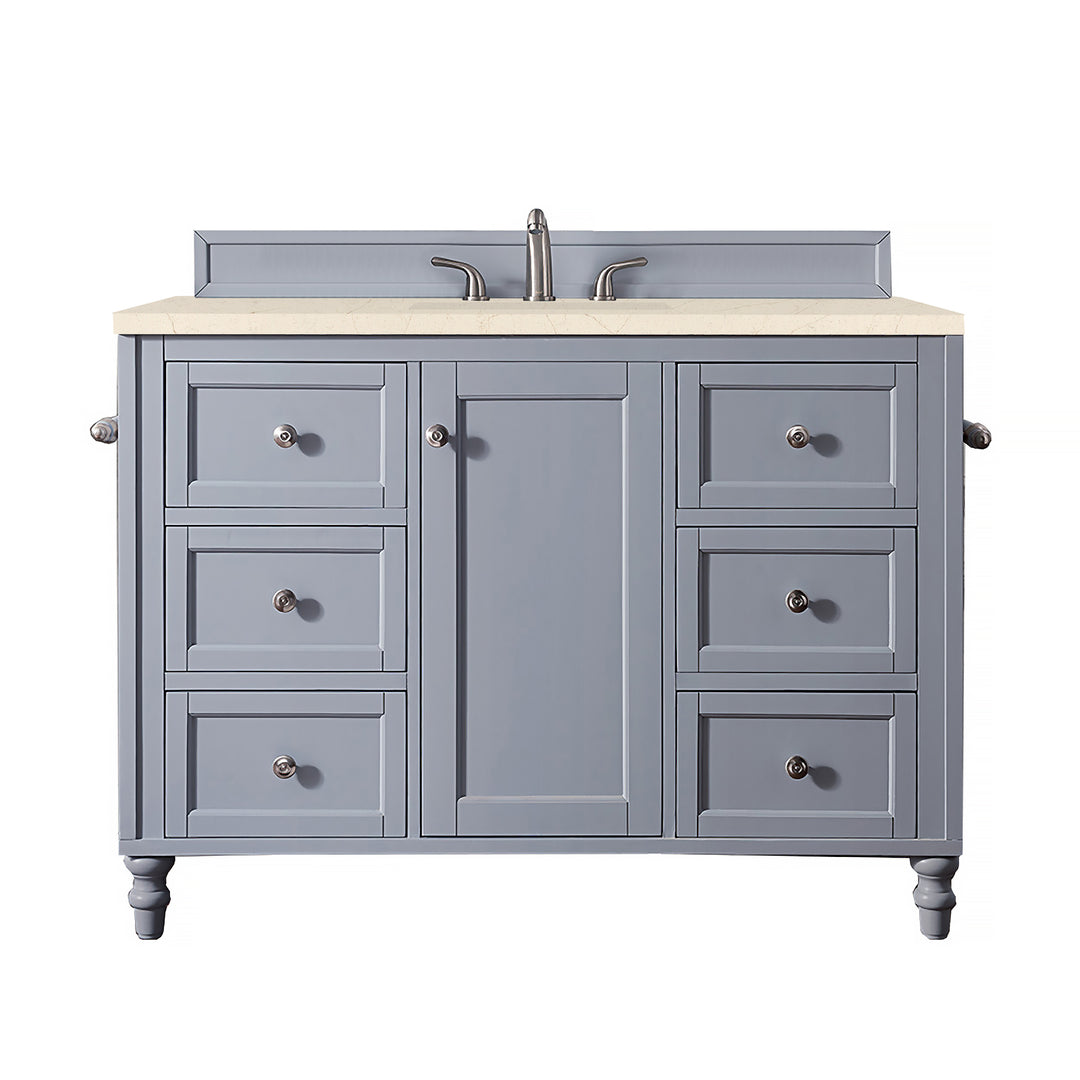 Copper Cove Encore 48" Single Vanity, Silver Gray w/ 3 CM Eternal Marfil Silestone Top