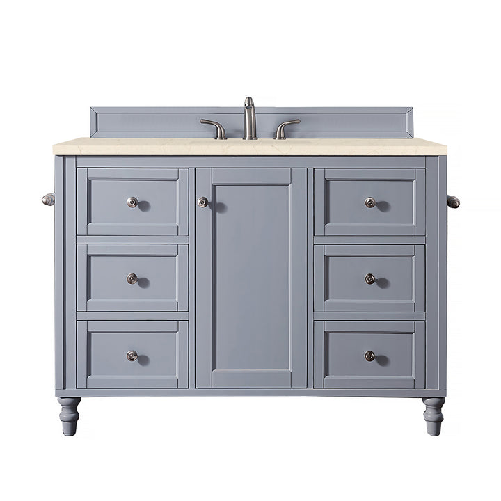 Copper Cove Encore 48" Single Vanity, Silver Gray w/ 3 CM Eternal Marfil Silestone Top