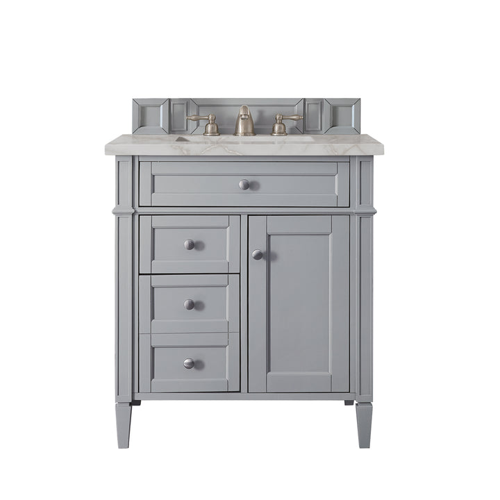 Brittany 30" Single Vanity, Urban Gray, w/ 3 CM Victorian Silver Silestone Top