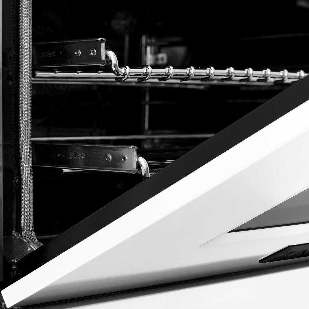 ZLINE Autograph 30" 4.0 cu. ft. Dual Fuel Range with White Matte Door and Black Matte Accents, RAZ-WM-30-MB