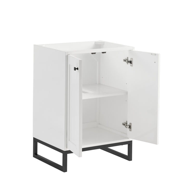 Chianti 24" Single Vanity, Glossy White, Matte Black, w/ White Glossy Composite Stone Top