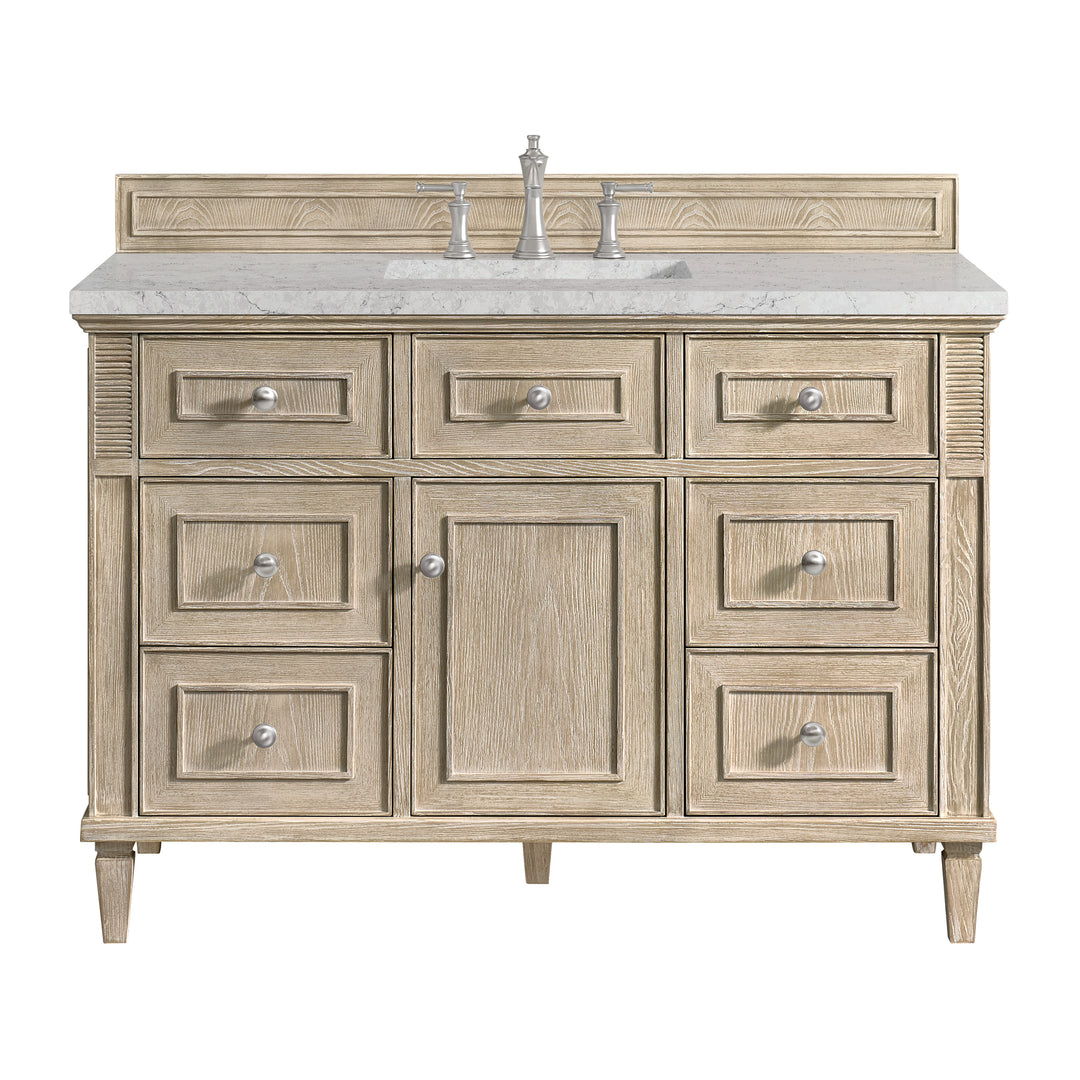 Lorelai 48" Single Vanity, Whitewashed Oak w/ 3 CM Eternal Jasmine Pearl Silestone Top
